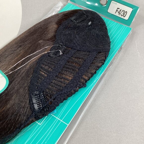 Hair Topper #F4/30 Brown 20” Straight Clip-In Crown Piece Weavelet Synthetic - Picture 3 of 5